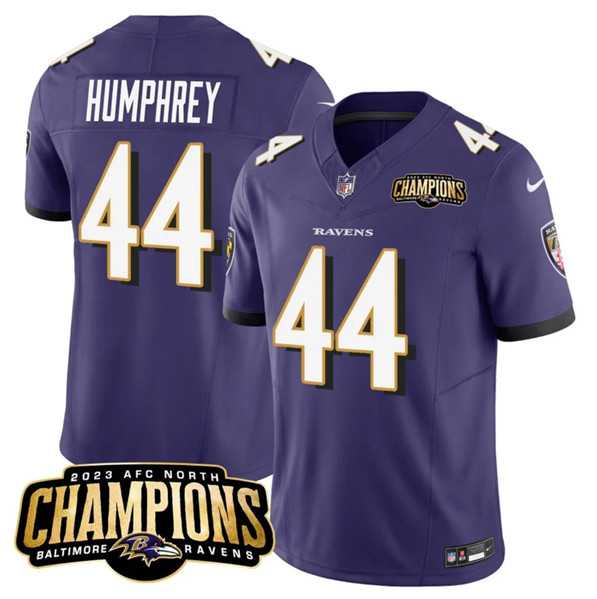 Men & Women & Youth Baltimore Ravens #44 Marlon Humphrey Purple 2023 F.U.S.E. AFC North Champions Vapor Limited Jersey